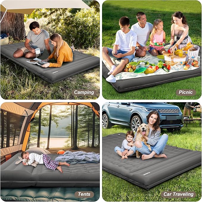 KASIMO Double Sleeping Pad for Camping,5" Ultra-Thick 1.4x2M for 2 Person with Pillow Built-in Foot Pump Inflatable Sleeping Mat for Backpacking, Hiking, Traveling, Tent, Portable Camping Mat
