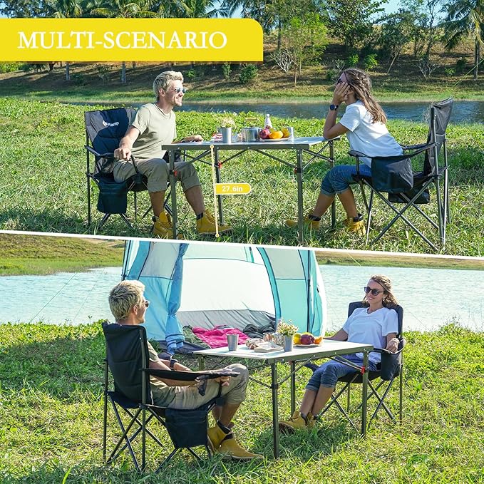KingCamp Aluminum Folding Camp Table - Lightweight, Portable, Roll Up for Outdoor Camping, Picnic, Barbecue