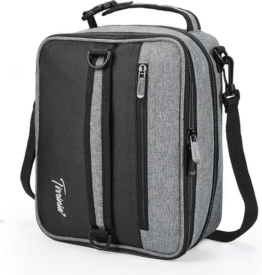 Expandable Insulated Lunch Bag, Leakproof Flat Lunch Cooler Tote with Shoulder Strap for Men and Women, Suitable for Work & Office by Tirrinia, Dark Grey