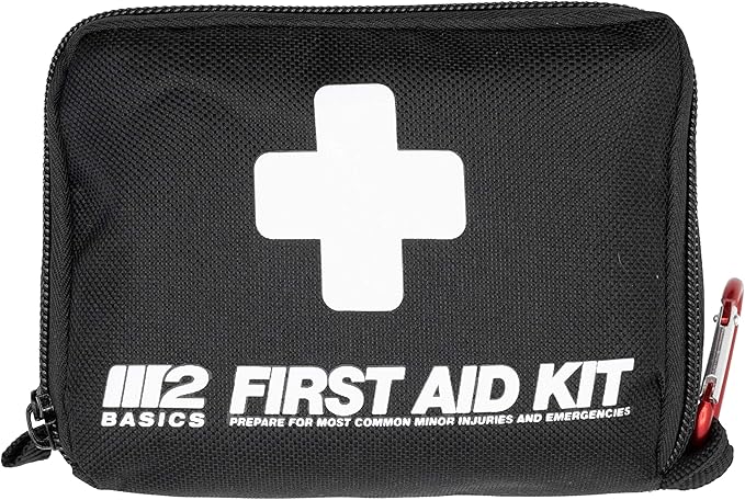 M2 BASICS All-Purpose 150 Piece First Aid Kit | Car, Travel, Home, Hiking, Camping, Survival | Small Emergency Kit, Medical Kit