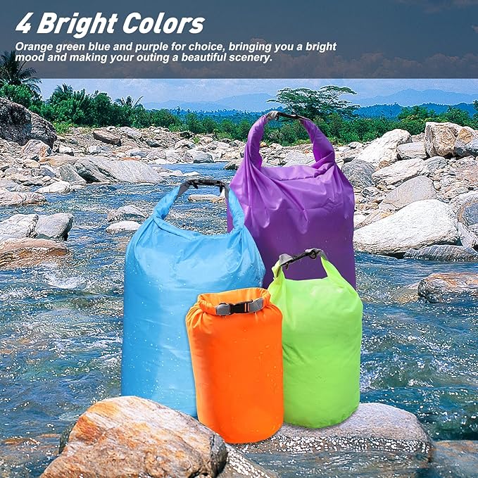 R2Depot Waterproof Dry Bag, 5L/10L/20L/40L/70L Dry Storage Bag for Kayaking, Gym, Hiking, Swimming (Orange, 10L)