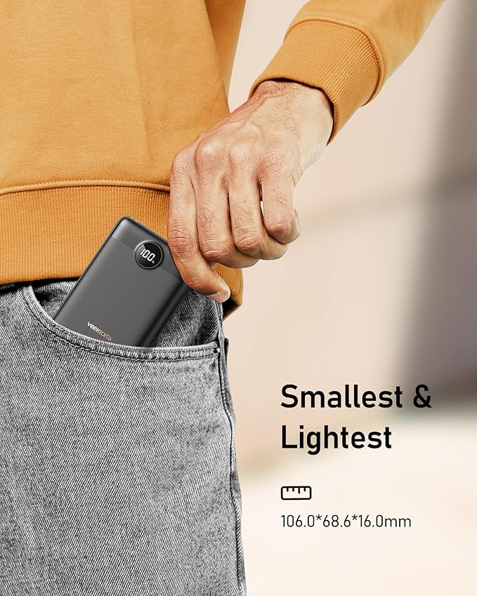 VEEKTOMX Mini Power Bank 10000mAh, 22.5W Fast Charging Small Portable Charger with PD 3.0 & QC 3.0,USB C Slim Compact iPhone Charger, Dual Output Compatible with iPhone, Samsung,Travel Must Haves