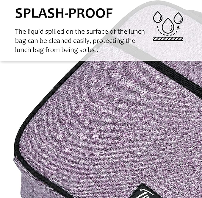 Tirrina Insulated Lunch Box for Men Women, Portable Thermal Small Lunch Bag for Office Work Picnic, Reusable Compact Lunchbox Cooler Tote for Adults, Purple