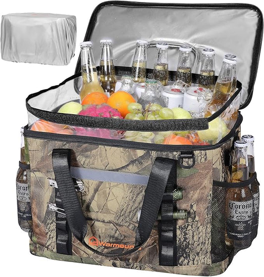 Insulated Cooler Bag 48/75 Cans, Soft Sided Portable Lunch Bag Coolers w/Zippered Top, Leak Proof PVC Interlayer, 5-Layer Insulation Large Ice Chest Bag for Travel, Camping, Beach, Picnic