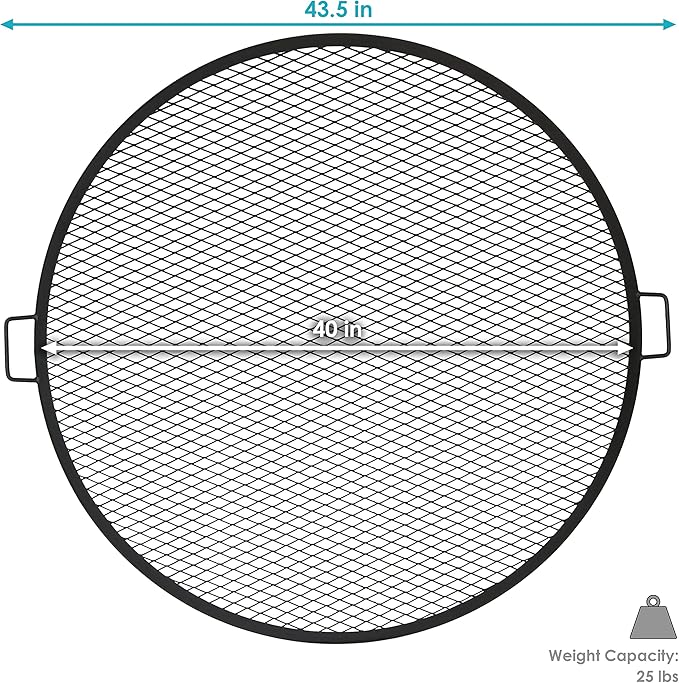 Sunnydaze Decor Fire Pit Cooking Grill, X-Marks BBQ Grate,Black,40 Inch