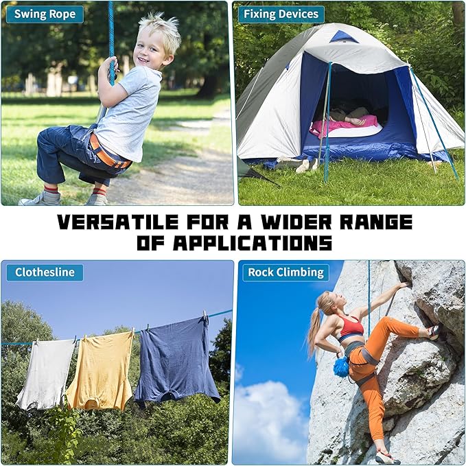 1/2 Inch 100ft Double Braided Polyester Arborist Rope, Heavy Duty Nylon Rope for Anchor, Tree Work, Cargo, Pulling, Sailing (Blue)