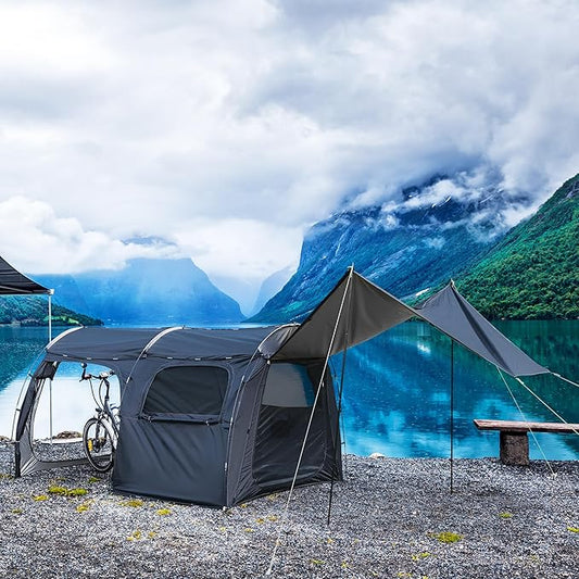 2-Room Camping Tent, Bicycle Camping Tent, Bicycle Storage Tent, 2-Room Family Tent, 1 Storage and Recreation Room, Curtains and Netting for Room divisions, Family Tent for Outdoor Bike Tours