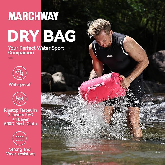 MARCHWAY Floating Waterproof Dry Bag Backpack 5L/10L/20L/30L/40L, Roll Top Sack Keeps Gear Dry for Kayaking, Rafting, Boating, Swimming, Camping, Hiking, Beach, Fishing