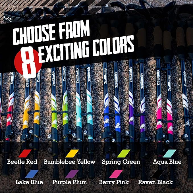 TrailBuddy Trekking Poles - Lightweight, Collapsible Hiking Poles for Snowshoe & Backpacking Gear - Pair of 2 Walking Sticks for Hiking, 7075 Aluminum with Cork Grip