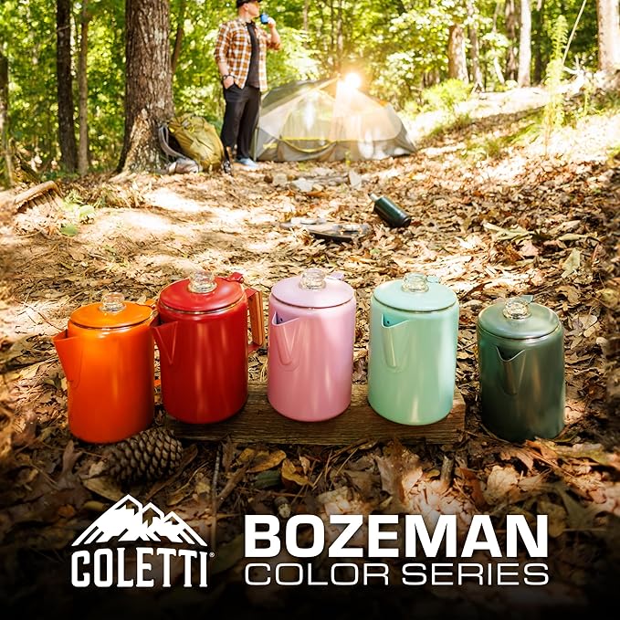 COLETTI Bozeman Camping Coffee Pot — Camping Coffee Makers, Coffee Percolator – America's Sleekest Percolator – NO Aluminum or Plastic (Pink)