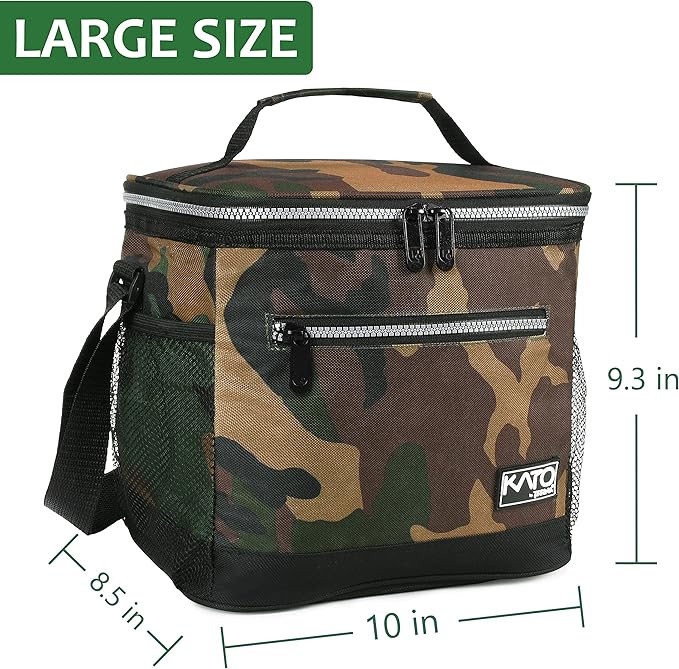 Tirrinia Insulated Lunch Box for Men/Women, Leakproof Thermal Lunch Bag for Office Picnic Work Beach Camping,Reusable Lunch Cooler Tote for Adult, Camo