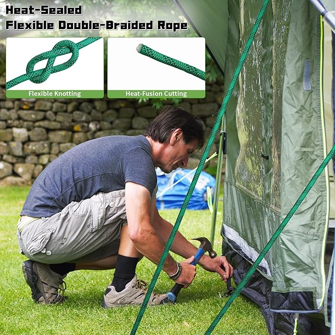 1/2 Inch 150ft Double Braided Polyester Arborist Rope, Heavy Duty Nylon Rope for Anchor, Tree Work, Cargo, Pulling, Sailing (Green)
