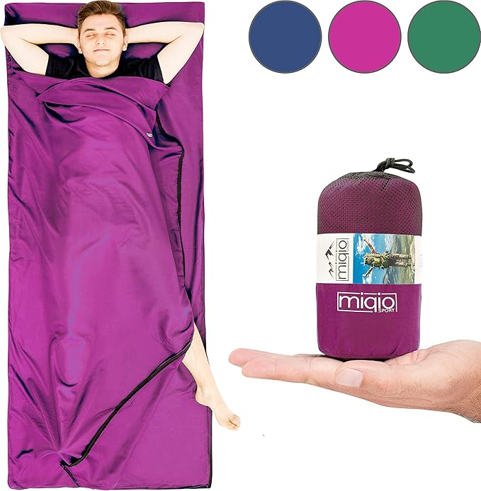 Sport 2-in-1 Sleeping Bag Liner and XL Sized Travel Sheet - Ultra Lightweight Sleep Liner Double Travel Bed Sheet - Inlett Inlay