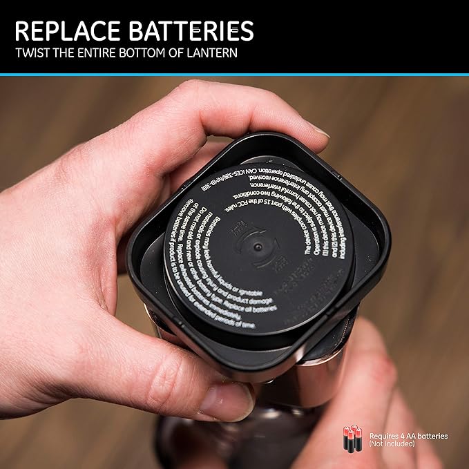 Enbrighten LED Mini Lantern, Battery Operated, Bright White, 200 Lumens, 40 Hour Runtime, 3 Light Levels, Ideal for Outdoors, Camping, Hurricane, Storm, Tornado & Emergency, Bronze, 36578