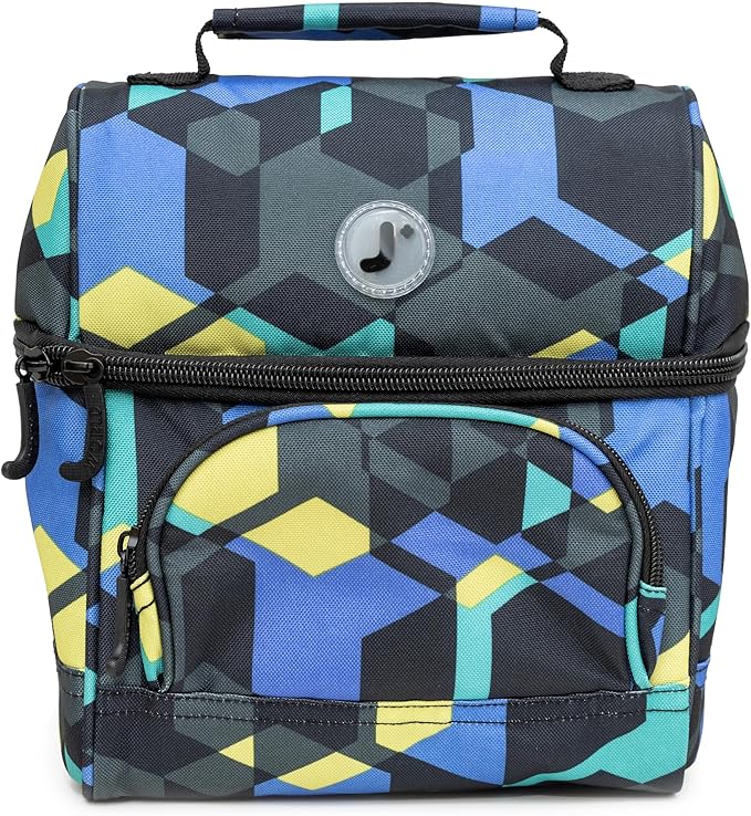 J World Corey Kids Lunch Bag. Insulated Lunch-Box for Boys Girls, Cubes