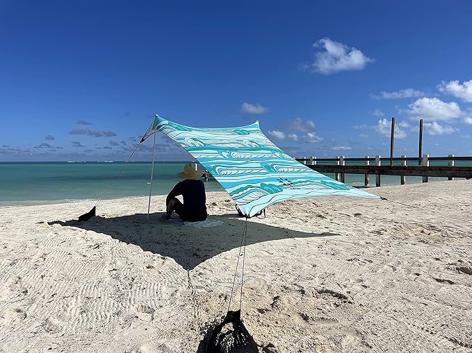 Neso Tents Beach Tent with Sand Anchor, Portable Canopy Sunshade - 7' x 7' - Patented Reinforced Corners (Swells)