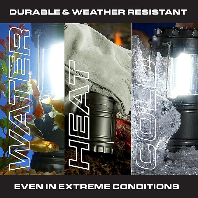 Bell+Howell 4 Pack Camping Lights & Lanterns for Power Outage, Collapsible Battery Powered LED Camping Lantern Lamp with Handle, Portable Ultra Bright for Power Outage Home Failure and Camping