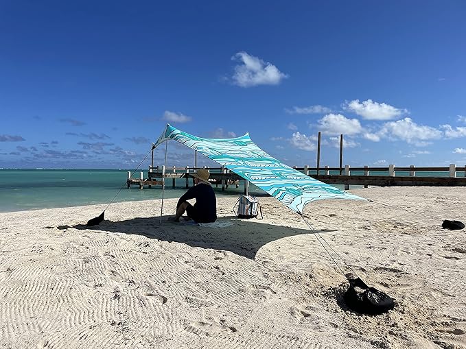 Neso Tents Beach Tent with Sand Anchor, Portable Canopy Sunshade - 7' x 7' - Patented Reinforced Corners (Swells)