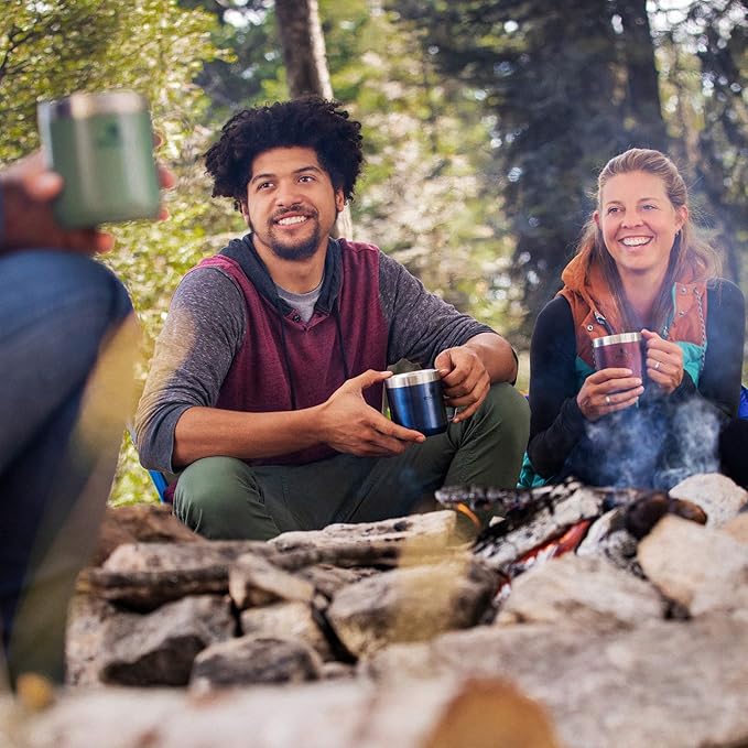 Stanley Stay-Hot Camp Mug 12 oz | Press Fit Drink Through Lid | Cup for Coffee, Tea and Drinks | Insulated Stainless Steel Coffee Mug | BPA-Free | Hammertone Green