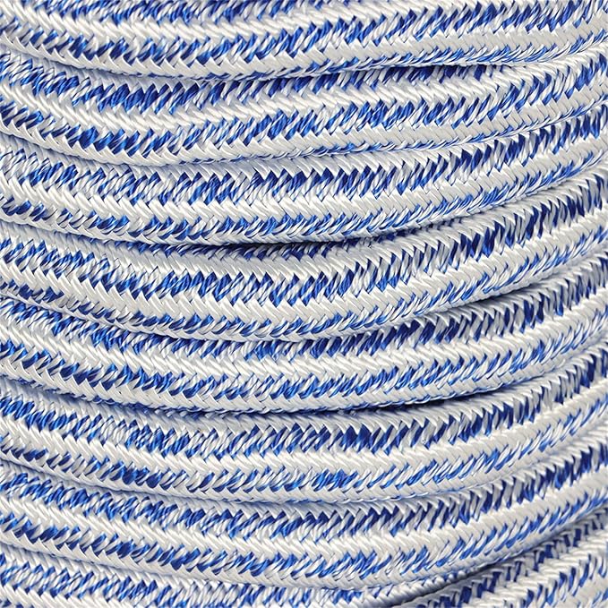 3/4 Inch x 200 Feet Double Braid Polyester Rope 20000Lbs Breaking Strength Strong Pulling Rope for Tree Work Camping Swings(Blue White)