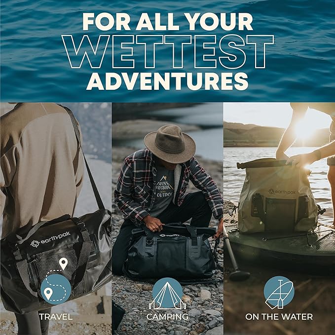 Earth Pak Waterproof Duffel Bag - Heavy Duty Motorcycle Dry Bag with Large Storage Space Perfect for Traveling, Camping, Kayaking, Fishing & Canoeing Bag 50L/70L/90L/120L Sizes
