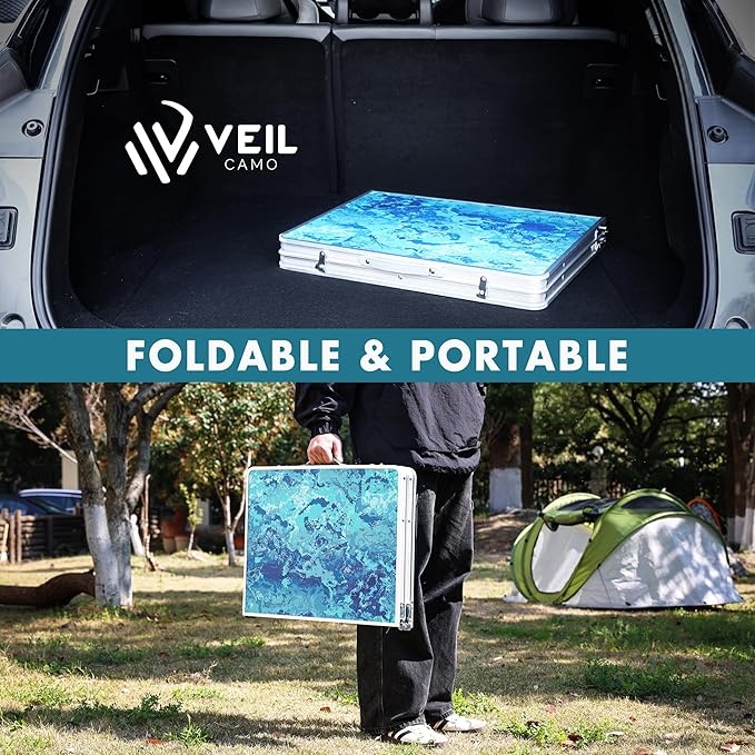 VILLEY Folding Camping Table 3FT, Adjustable Height Portable Aluminum Table with Handle, Lightweight Foldable Table for Outdoor Picnic BBQ Travel Camping Indoor Use