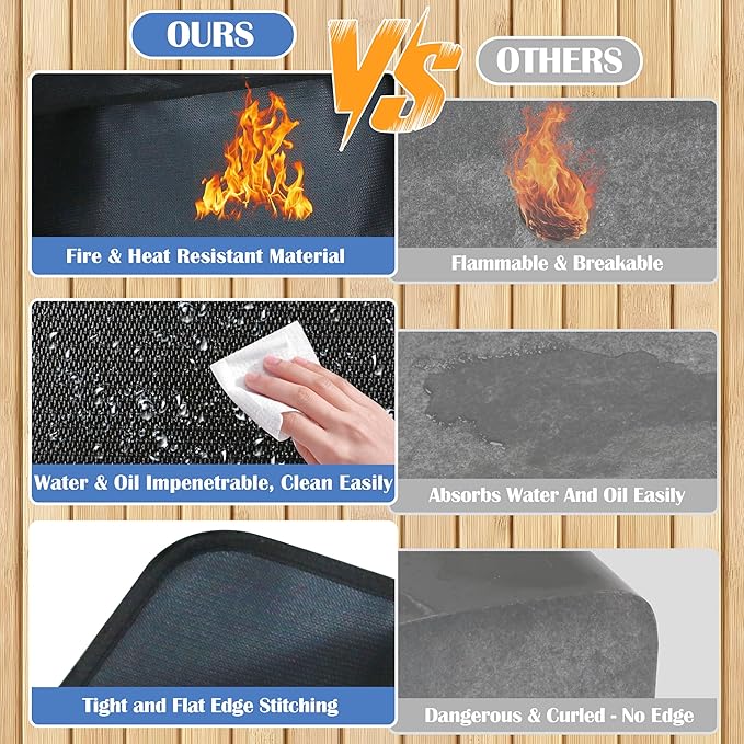 Ogrmar 76 x 52 Inch Under Grill Mats for Outdoor Grill, Indoor Fire Pit/Fireplace Mat, Waterproof Oil-Proof Grill Floor Pads, BBQ Mat Protector for Deck, Patio and Grass (76 * 52 Inch)