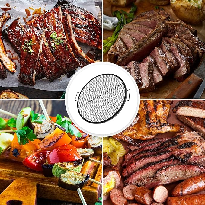 Stanbroil Heavy Duty X-Marks Fire Pit Cooking Grill Grates with Support X Wire, 24" Outdoor Round Cooking Grate BBQ Campfire Grill Grid - Camping Cookware