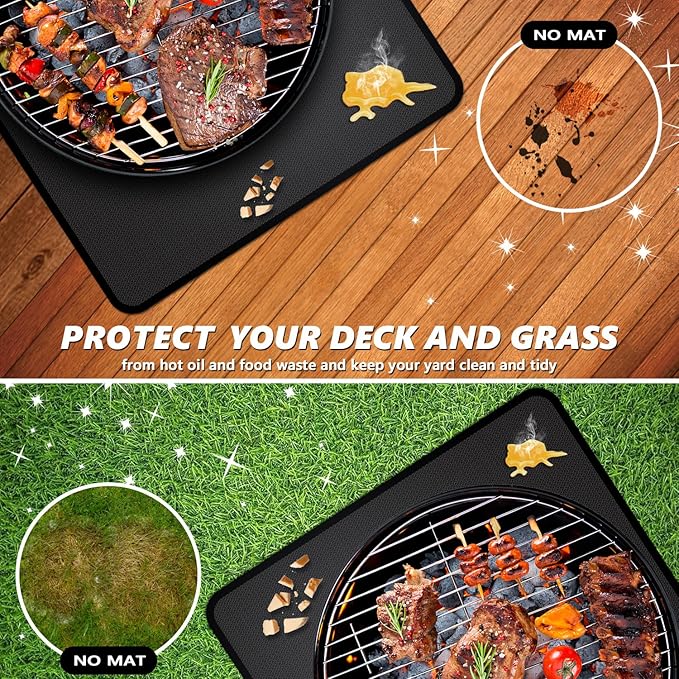 75 x 48 inch Under Grill Mats for Outdoor Grill, Oil and Waterproof, Double-Sided Fireproof Fire Pit Fireplace Outdoor BBQ Mat for Protecting Deck and Lawn