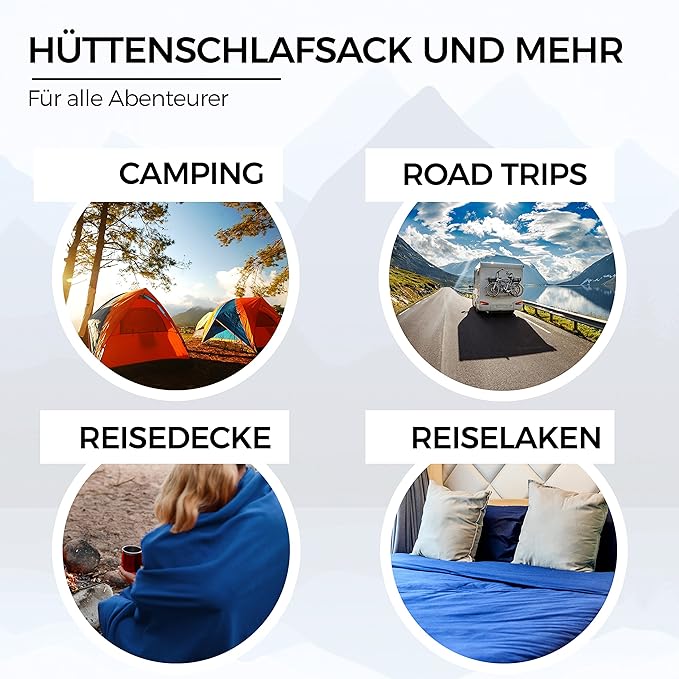 Sport 2-in-1 Sleeping Bag Liner and XL Sized Travel Sheet - Ultra Lightweight Sleep Liner Double Travel Bed Sheet - Inlett Inlay