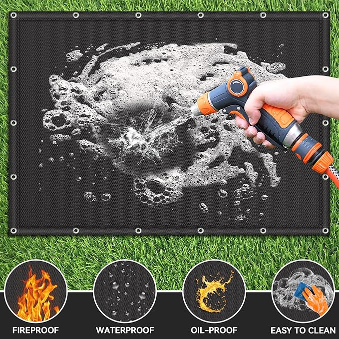 Heat Shield Mat for Behind Grill, Waterproof and Oil Proof Fireproof Deck Fence and Railing Protective Mat, Fire Pit Mat Under Grill Mat for Blackstone Griddle Accessories