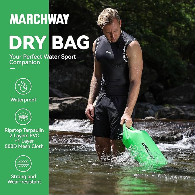 MARCHWAY Floating Waterproof Dry Bag Backpack 5L/10L/20L/30L/40L, Roll Top Sack Keeps Gear Dry for Kayaking, Rafting, Boating, Swimming, Camping, Hiking, Beach, Fishing
