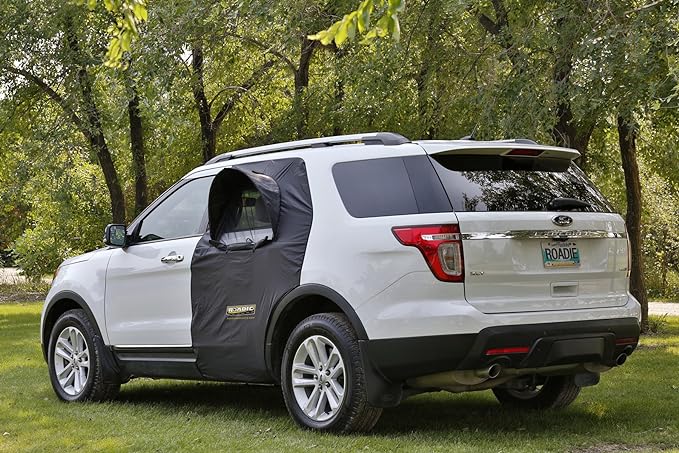 ROADIE- The OVERNIGHTER SUV Window Tent with Bug Screen and Retractable Awning – Great for Camping in an SUV. (Patented)
