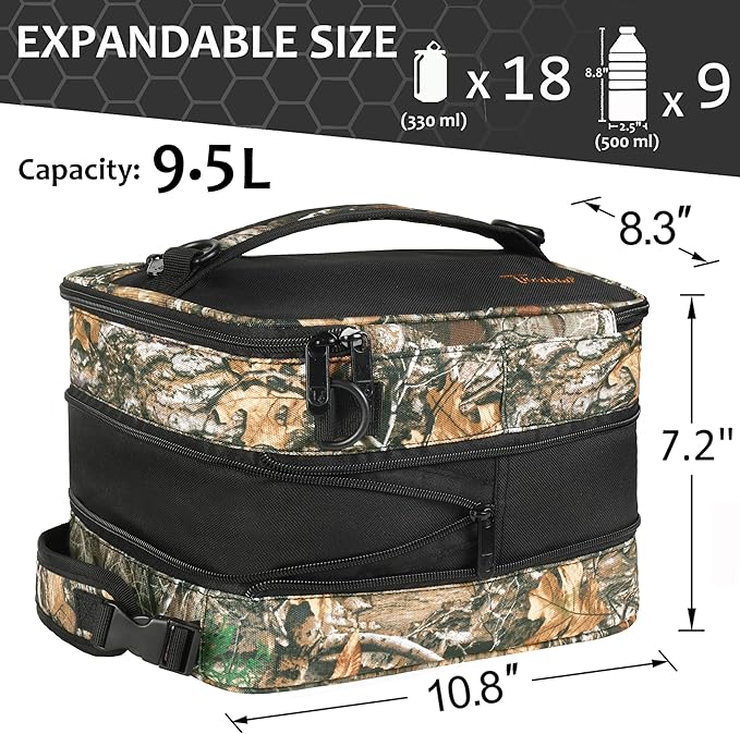 Tirrinia Expandable Insulated Lunch Bag, Leakproof Flat Lunch Cooler Tote with Shoulder Strap for Men and Women, Suitable for Work & Office, Maple Leaf