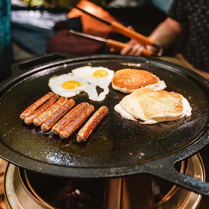 Solo Stove Yukon Griddle + Hub, Cast Iron Cookware with Stainless steel Hub for 8” Elevation, Addition to Yukon fire pit, Weight: 21 lbs, Cooking surface diameter: 17.75"