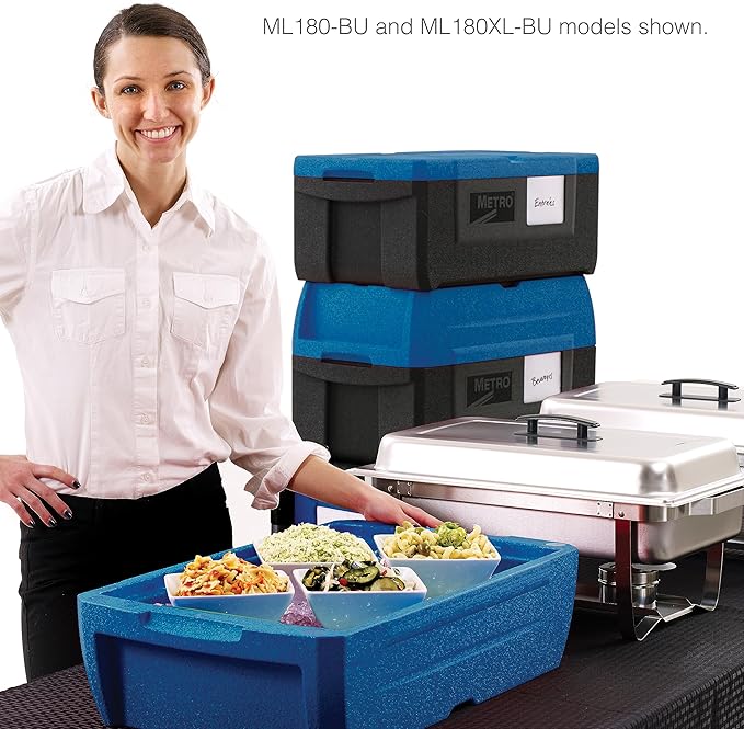 METRO Mightylite ML180-BU Top-Load Insulated Food Carrier - Professional-Grade Multipurpose Pan Carrier, Insulated Cooler and Catering Food Warmer - 30 qt or 3 Pan Capacity - Blue