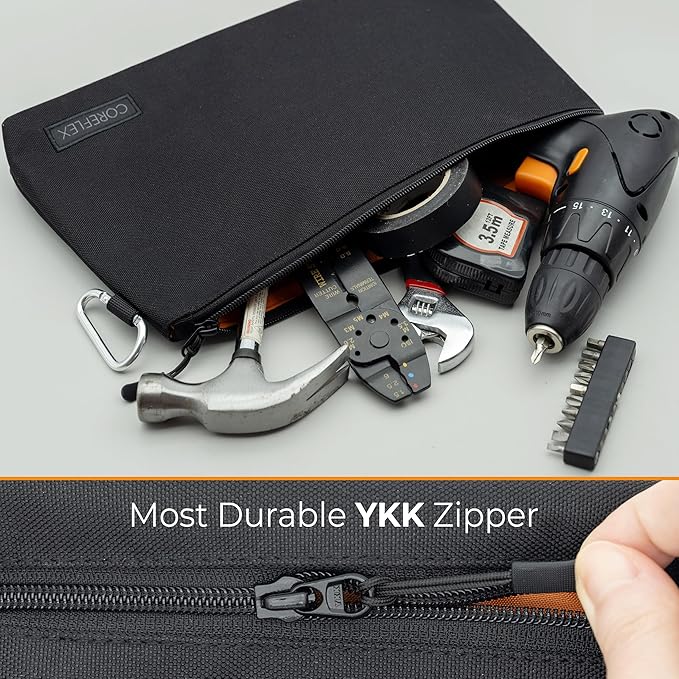 COREFLEX Premium Tool Pouch Zipper Bag, Small Tool Bag, Multipurpose Storage pouch, Heavy duty Flat Bottom Tool bag with YKK Zipper (6 pack Combo mixed size)
