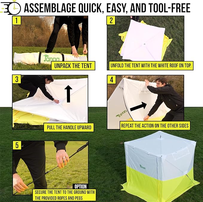 JAX3 | Professional Work Tent | Pop Up | UV50+| 6,2x6,2x7,05 Ft | Instant Quick and Easy Tool-Free Setup | Waterproof | Slicing, Commercial Tent, Fiber Optic for Heavy-Duty Use