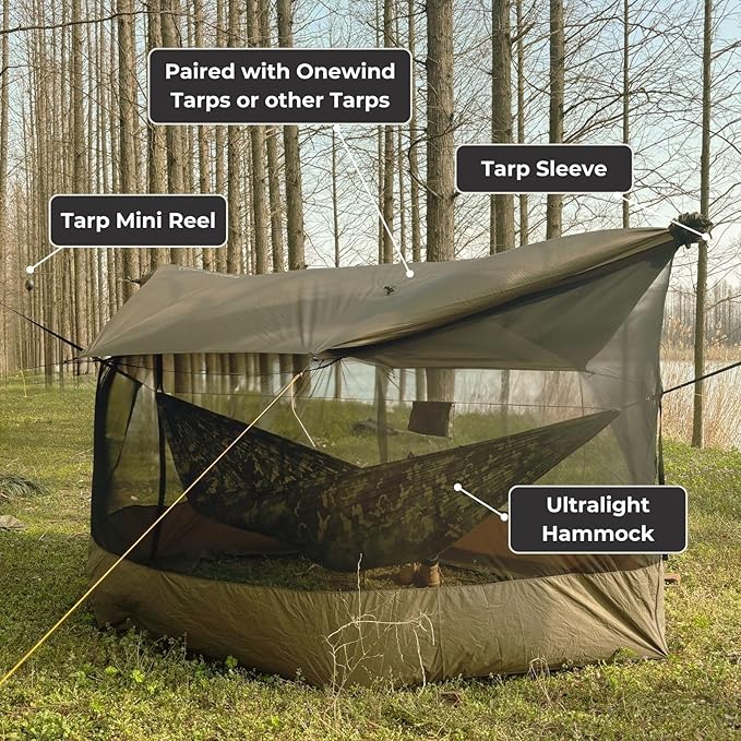 Camping Tarp Mosquito Net, Hammock Screen House Camping Lightweight Bugnet for Tarp 360 Degree Protection for Camping Patio Backyard Hiking Backpacking, OD Green