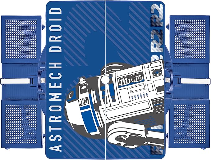 PICNIC TIME Star Wars R2-D2 Folding Picnic Table, Camping Table, Outdoor Table with Umbrella Hole, (Royal Blue)