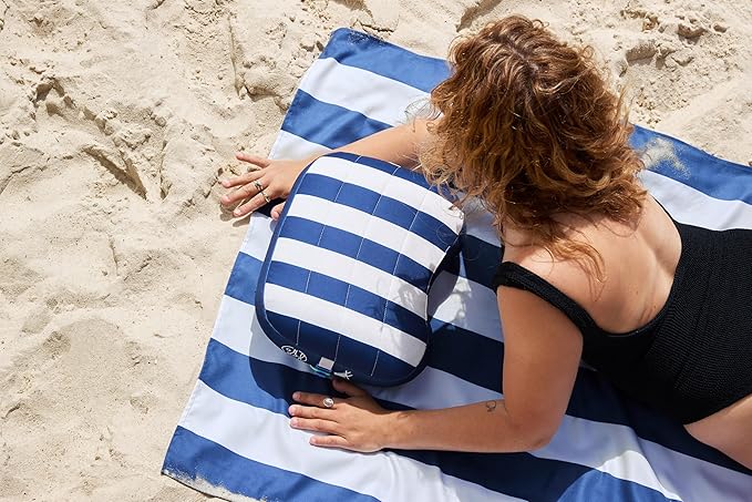 Ballast Beach Pillow x Dock & Bay (Blue Stripes)