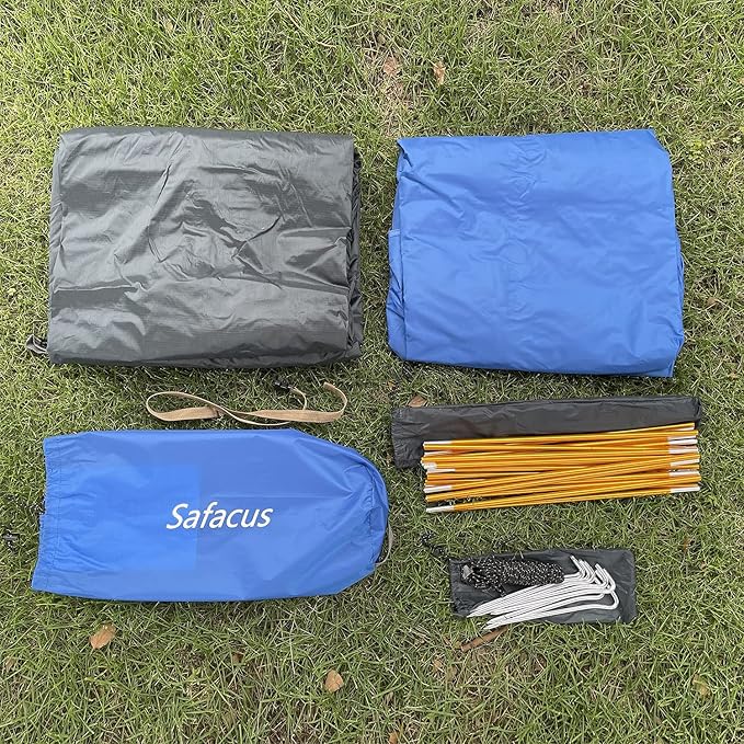 SAFACUS 1 Person Tent for Outdoor Backpacking, Lightweight Double Layer Waterproof 1 Man Tent, Easy Set up Tent with Two Doors Aluminum Poles for Camping Hiking Mountaineering
