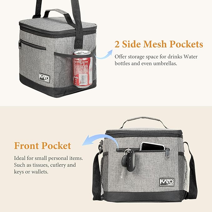 Tirrinia Large Insulated Lunch Box for Men/Women, Leakproof Thermal Lunch Bag for Office Picnic Work Beach Camping,Reusable Lunch Cooler Tote for Adult, Dark Grey