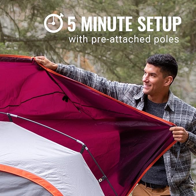Coleman Skydome Tent with 5 Minute Setup, 2/4/6/8 Person Weatherproof Tent with Rainfly & Carry Bag, 20% More Headroom Than Traditional Tents