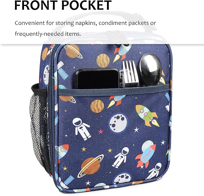 Tirrina Insulated Lunch Box for Men Women, Portable Thermal Small Lunch Bag for Office Work Picnic, Reusable Compact Lunchbox Cooler Tote for Adults, Space Pattern