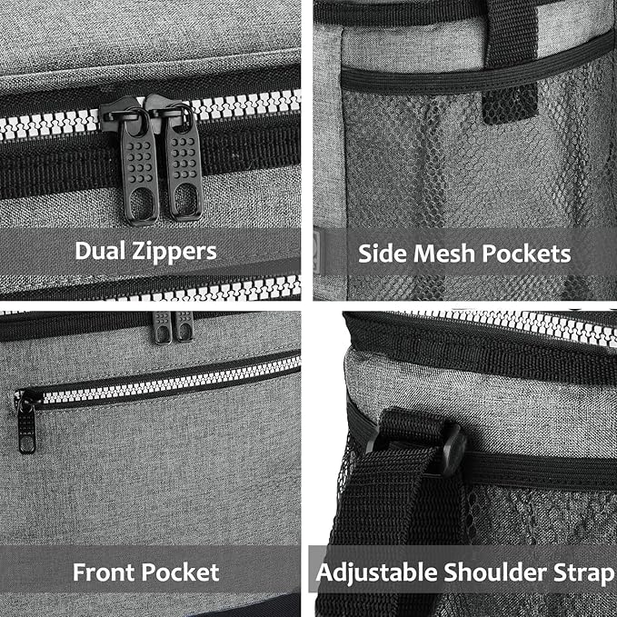 Tirrinia Large Insulated Lunch Box for Men/Women, Leakproof Thermal Lunch Bag for Office Picnic Work Beach Camping,Reusable Lunch Cooler Tote for Adult, Light Grey