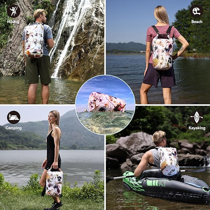 MARCHWAY Floating Waterproof Dry Bag Backpack 5L/10L/20L/30L/40L, Roll Top Sack Keeps Gear Dry for Kayaking, Rafting, Boating, Swimming, Camping, Hiking, Beach, Fishing