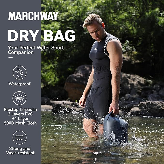 MARCHWAY Floating Waterproof Dry Bag Backpack 5L/10L/20L/30L/40L, Roll Top Sack Keeps Gear Dry for Kayaking, Rafting, Boating, Swimming, Camping, Hiking, Beach, Fishing
