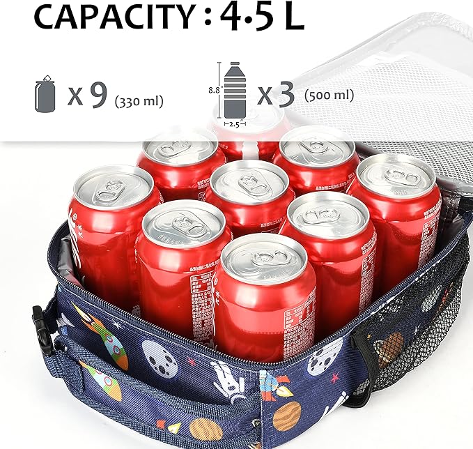 Tirrina Insulated Lunch Box for Men Women, Portable Thermal Small Lunch Bag for Office Work Picnic, Reusable Compact Lunchbox Cooler Tote for Adults, Space Pattern