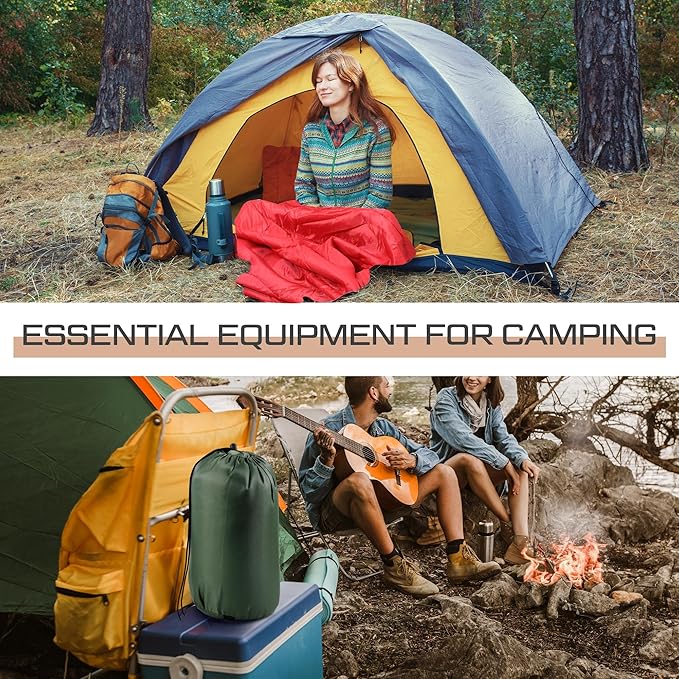 Tranqun 10 Pcs Sleeping Bags for Adults Cotton Liner Cold Warm Weather 4 Seasons Camping Gear Equipment Lightweight Waterproof Backpacking Sleeping Bag for Hiking Outdoor Travel, 5 Color